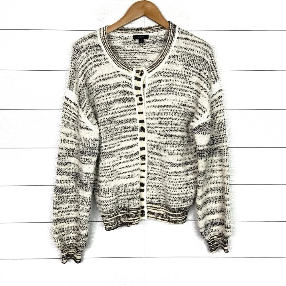 JCrew Space Dyed Textured Cardigan Sweater Medium